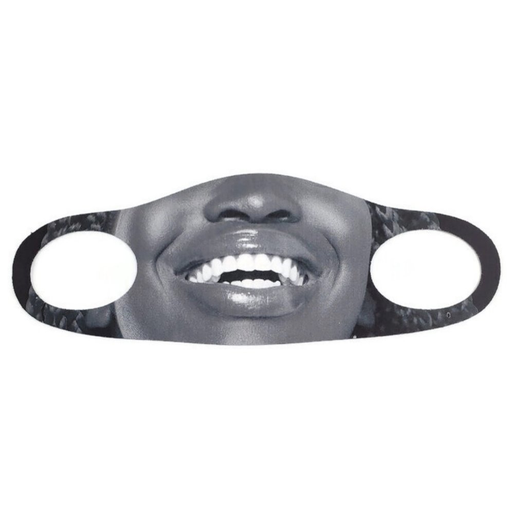 Fashion reusable, breathable soft cloth face mask. The printed face smiling!